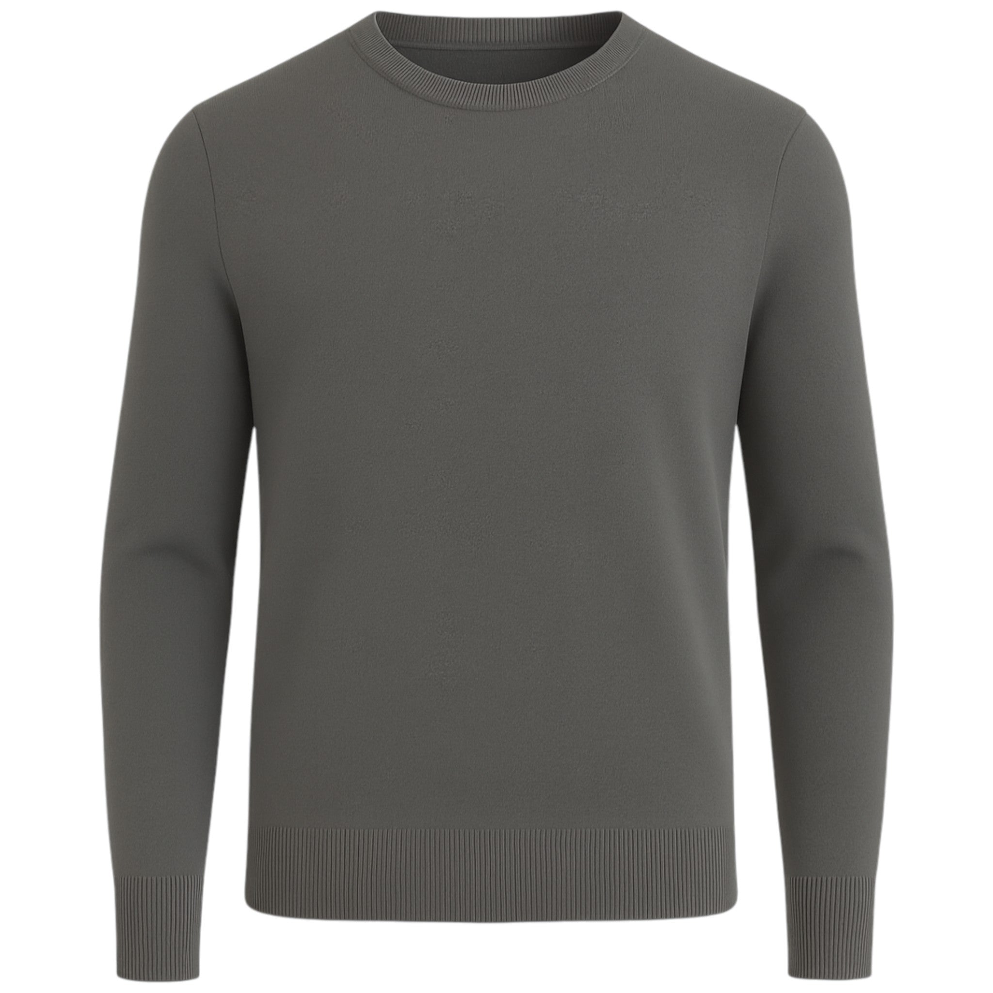 Men’s classic charcoal round neck jumper – soft knit pullover sweater with long sleeves